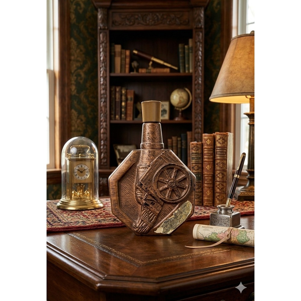Vintage Jim Beam Cannon Decanter Regal China Bronze Bourbon Whiskey Bottle 1950s